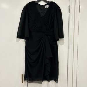 Made in Italy Draped Dress Size 50 Black Chiffon
